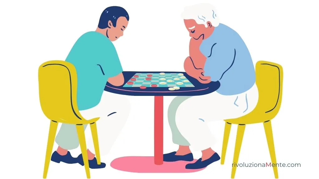 due persone che si sfidano nel gioco degli scacchi